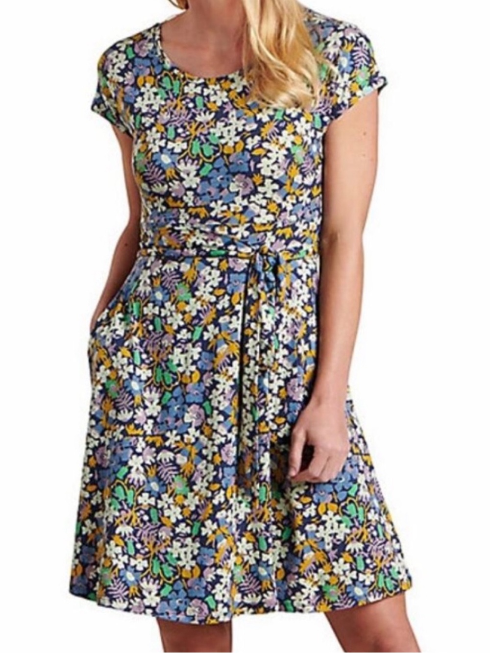 Toad&Co Cue wrap SS dress M floral flowers box a